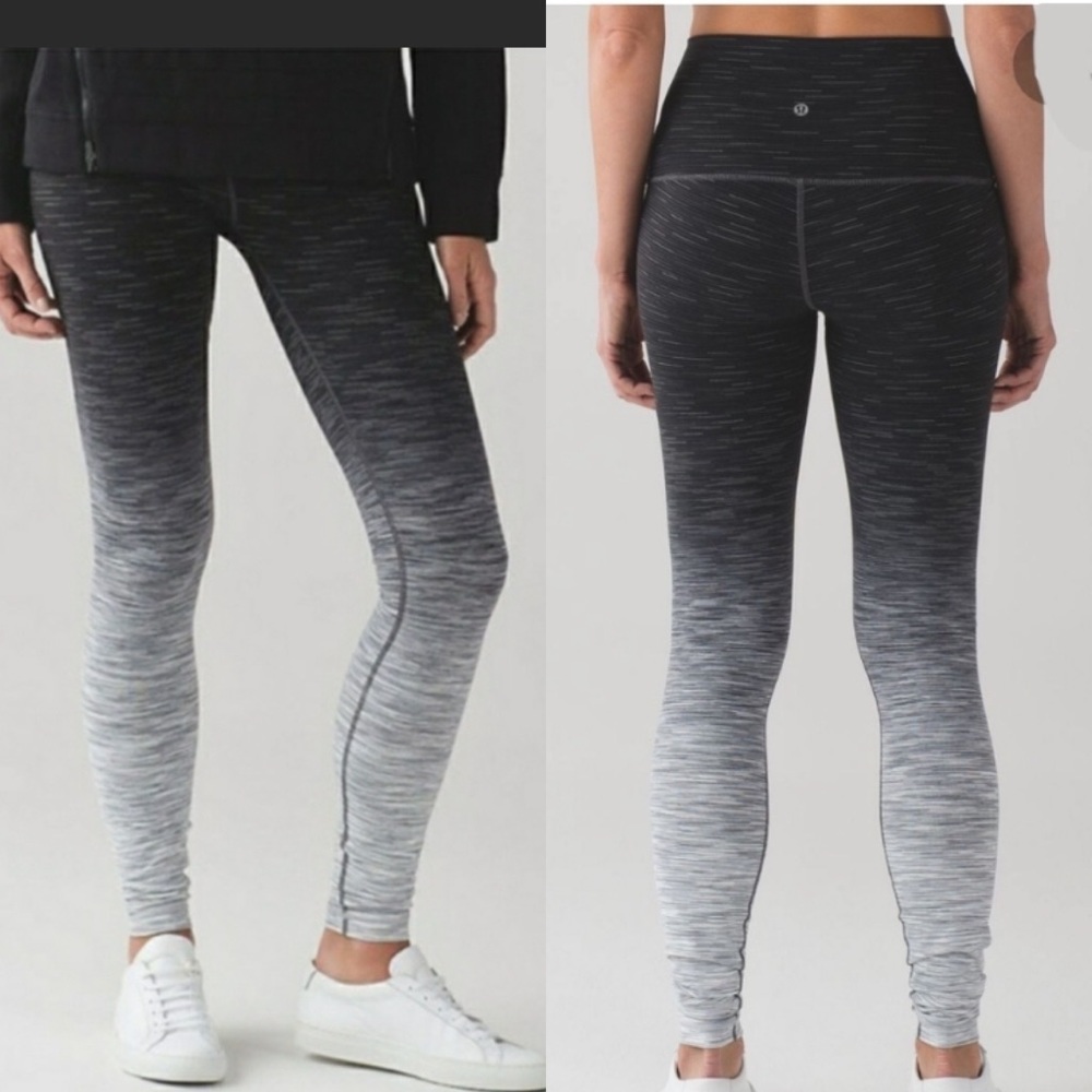 Lululemon Wunder under black and gray ombré melange leggings